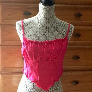 XL Forever 21 Ruched Hit Pink Cropped Tank Top